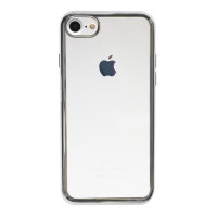 Прозрачный силиконовый чехол для Apple iPhone 7 / 8 (4.7") с глянцевой окантовкойСеребряный