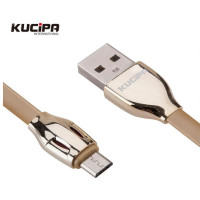 Дата кабель Kucipa K120 хром плоский USB to MicroUSB (2.5A) (100см)Золотой