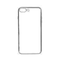 Прозрачный силиконовый чехол для Apple iPhone 7 plus / 8 plus (5.5") с глянцевой окантовкойСеребряный