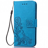 Кожаный чехол (книжка) Four-leaf Clover с визитницей для Xiaomi Redmi Note 4X / Note 4 (SD)Синий