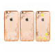 Прозрачный чехол с цветами и стразами для Apple iPhone 7 plus / 8 plus (5.5") с глянцевым бамперомЗолотой/Розовые цветы