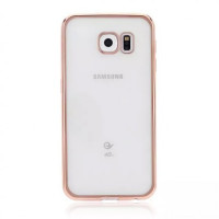 Прозрачный силиконовый чехол для Samsung G925F Galaxy S6 Edge с глянцевой окантовкойРозовый