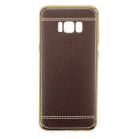 TPU с имитацией кожи для Samsung G950 Galaxy S8Темно-коричневый