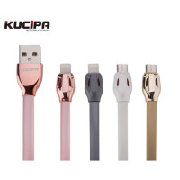 Дата кабель Kucipa K120 хром плоский USB to Lightning (2.5A) (100см)Золотой