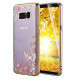 Прозрачный чехол с цветами и стразами для Samsung Galaxy Note 8 с глянцевым бамперомЗолотой/Розовые цветы