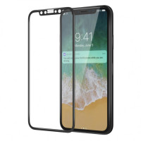 Защитное цветное стекло для Apple iPhone X (5.8") (в упаковке)Черный