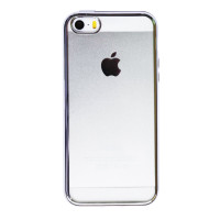Прозрачный силиконовый чехол для Apple iPhone 5/5S/SE с глянцевой окантовкойСеребряный