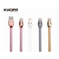 Дата кабель Kucipa K120 хром плоский USB to Type-C (3A) (100см)Розовый / Rose Gold